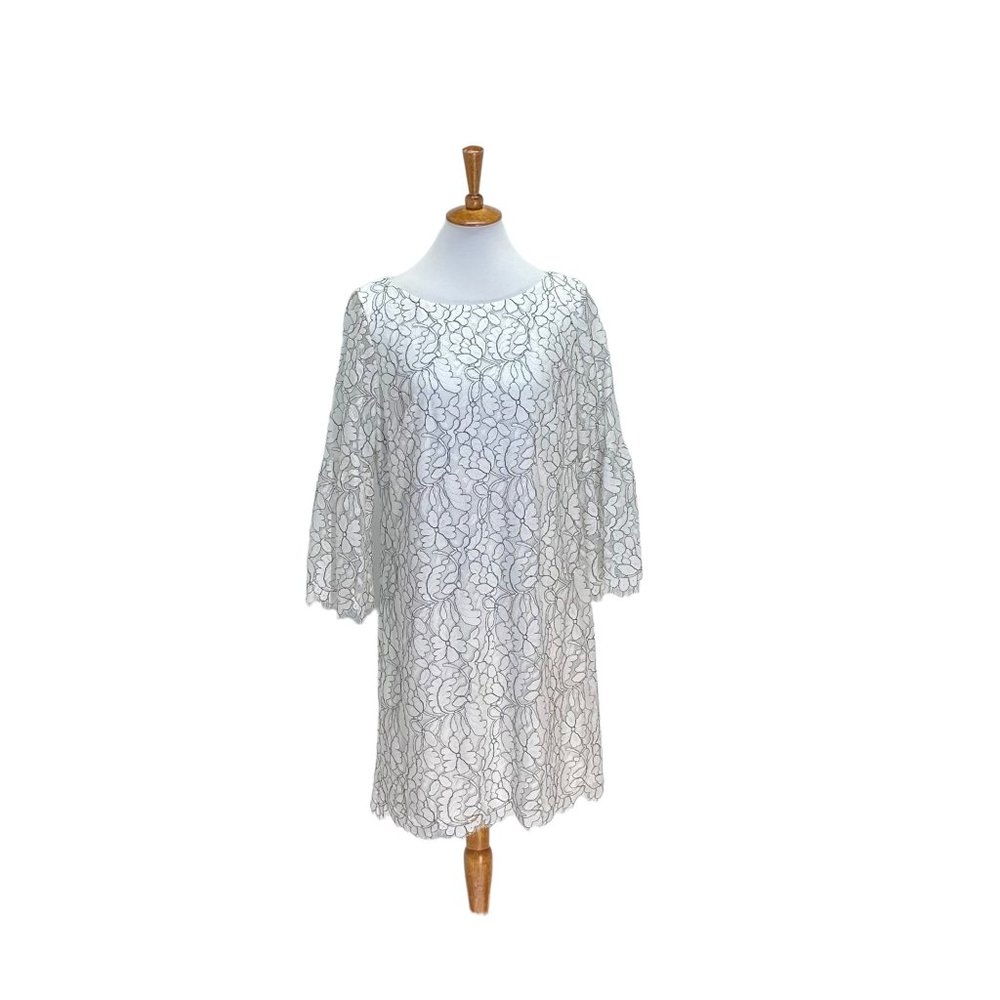 Eliza J White Lace Overlay Midi Dress